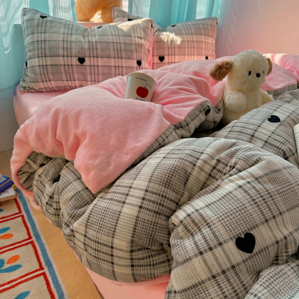 91家纺网 家纺一手货源 找家纺 （总）小叮当家纺仓储工厂店 买家秀 爆款花型2025新款200克牛奶绒小清新卡通复古风单被套 被套单件