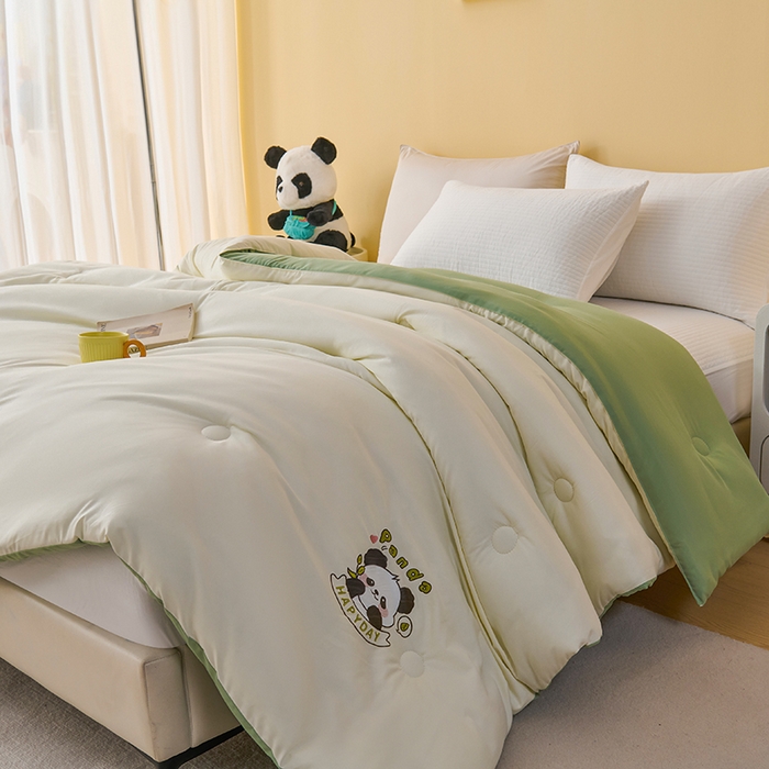 91家纺网 家纺一手货源 找家纺 （总）被多多被业 2025新款A类亲肤水洗棉羽丝棉被-熊猫系列