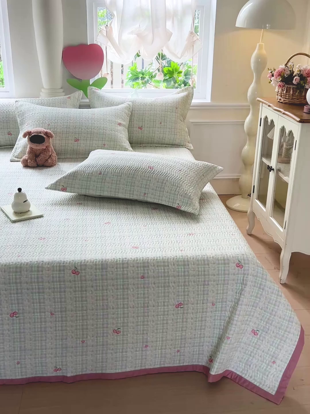 91家纺网 家纺一手货源 找家纺 梦精灵2025新款40支13372印花全棉床盖软凉席夏被纯棉床单枕套四季通用 薄荷樱桃