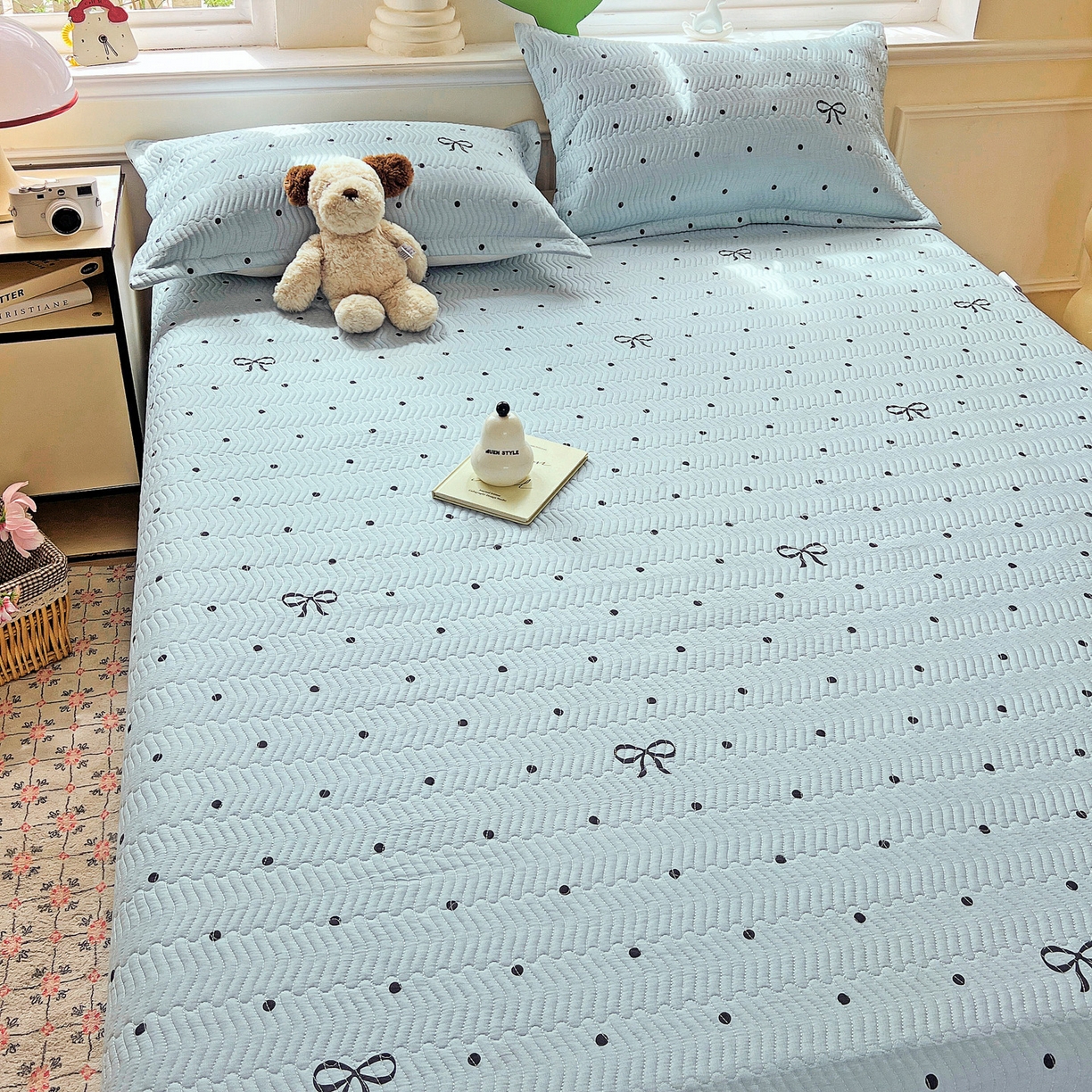 91家纺网 家纺一手货源 找家纺 梦精灵2025新款40支13372印花全棉床盖软凉席夏被纯棉床单枕套四季通用 波点蝴蝶结