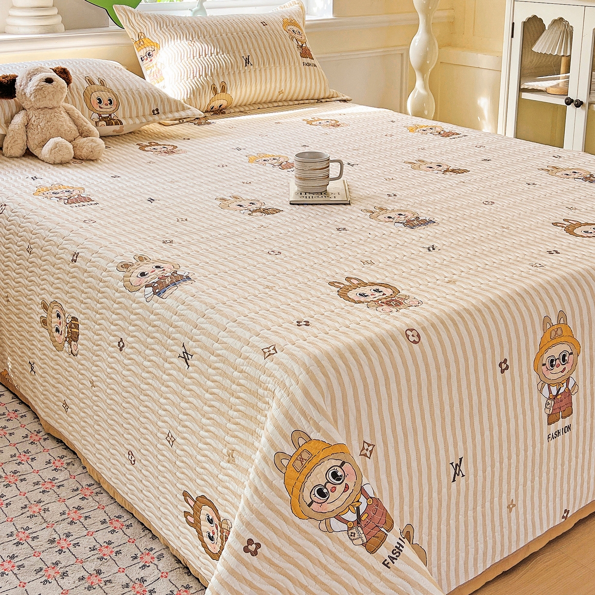 91家纺网 家纺一手货源 找家纺 梦精灵2025新款40支13372印花全棉床盖软凉席夏被纯棉床单枕套四季通用 潮牌咘咘