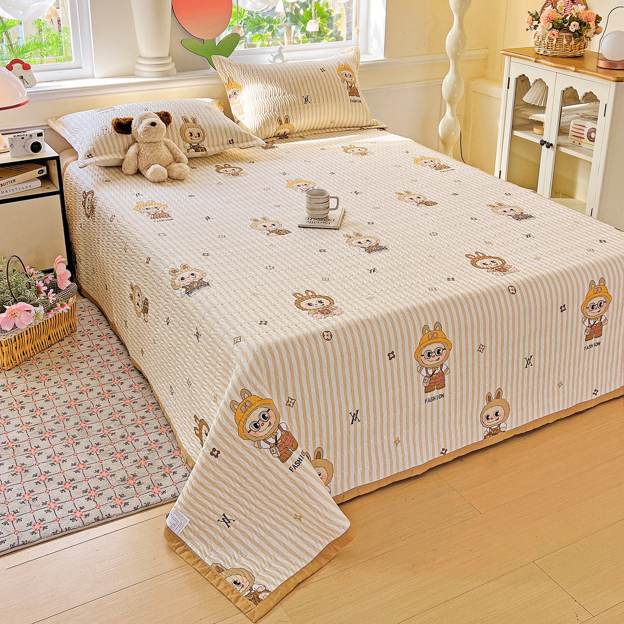 91家纺网 家纺一手货源 找家纺 梦精灵2025新款40支13372印花全棉床盖软凉席夏被纯棉床单枕套四季通用 潮牌咘咘