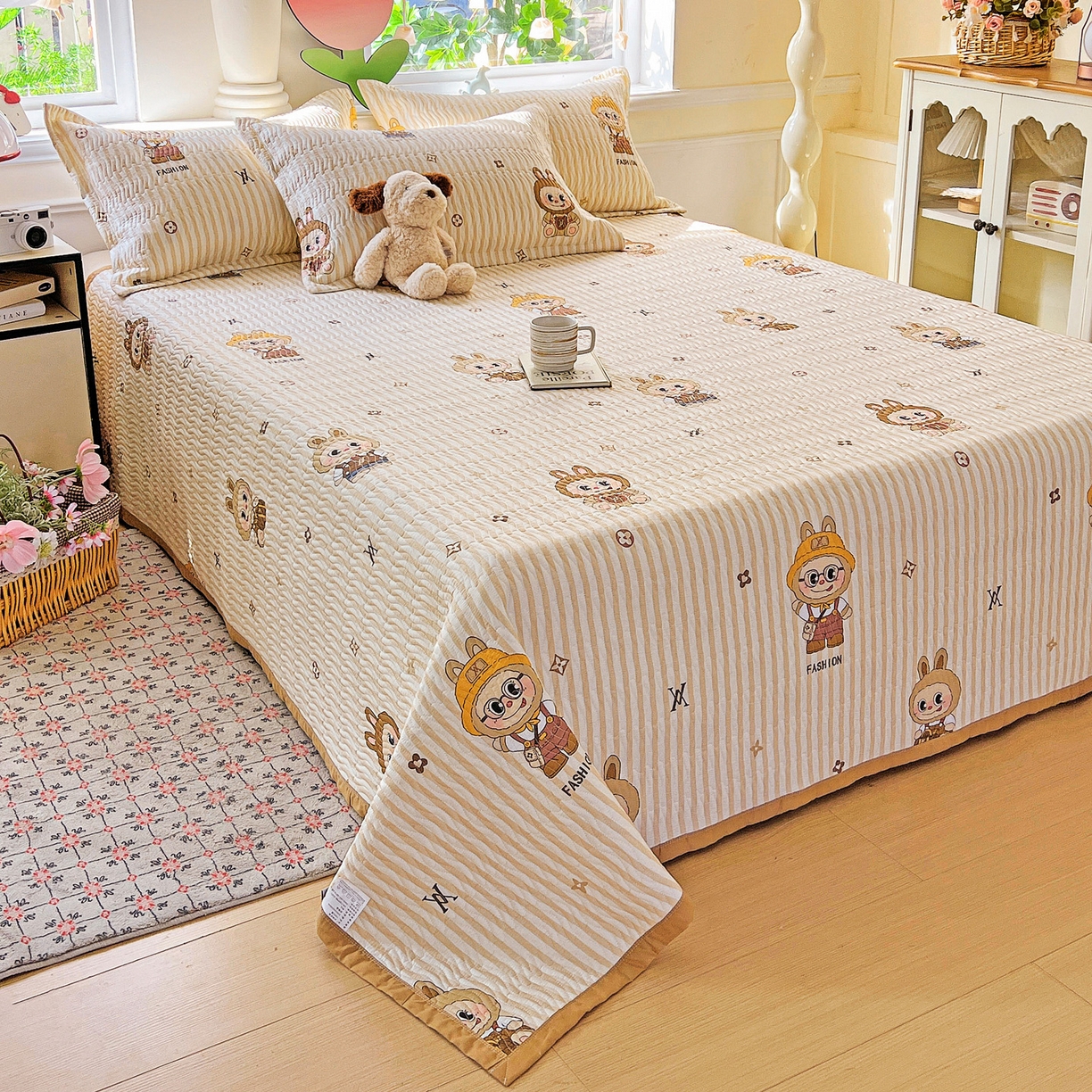 91家纺网 家纺一手货源 找家纺 梦精灵2025新款40支13372印花全棉床盖软凉席夏被纯棉床单枕套四季通用 潮牌咘咘