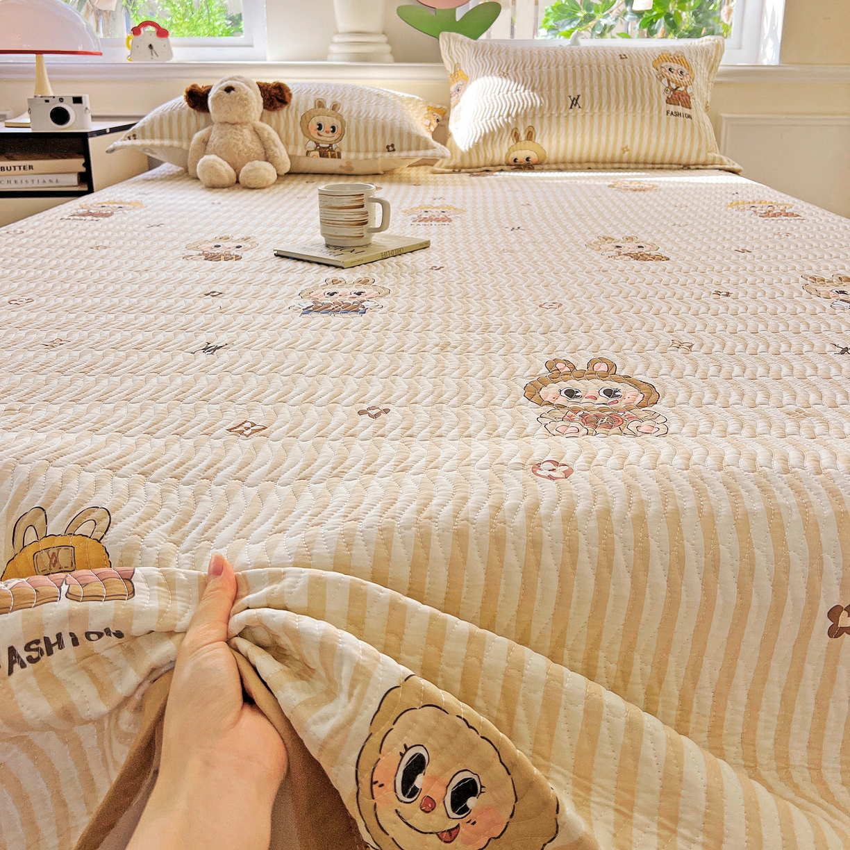 91家纺网 家纺一手货源 找家纺 梦精灵2025新款40支13372印花全棉床盖软凉席夏被纯棉床单枕套四季通用 潮牌咘咘