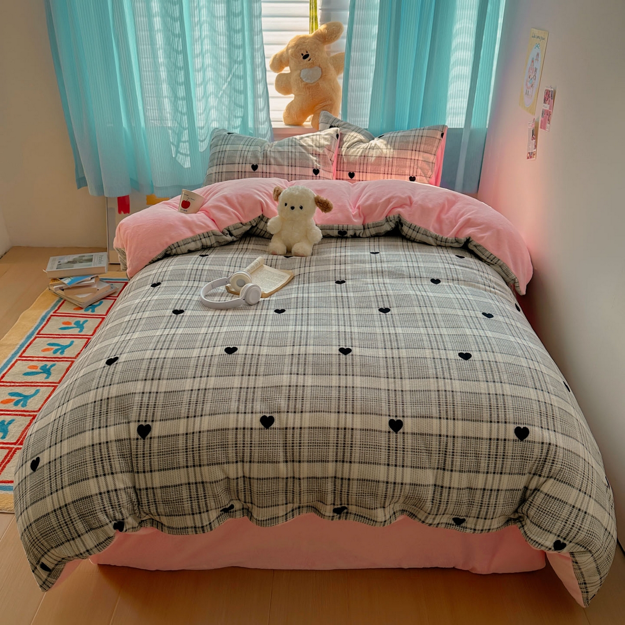 91家纺网 家纺一手货源 找家纺 小叮当家纺仓储工厂店 买家秀 爆款花型2025新款200克牛奶绒小清新卡通复古风单被套 被套单件 罗马假日