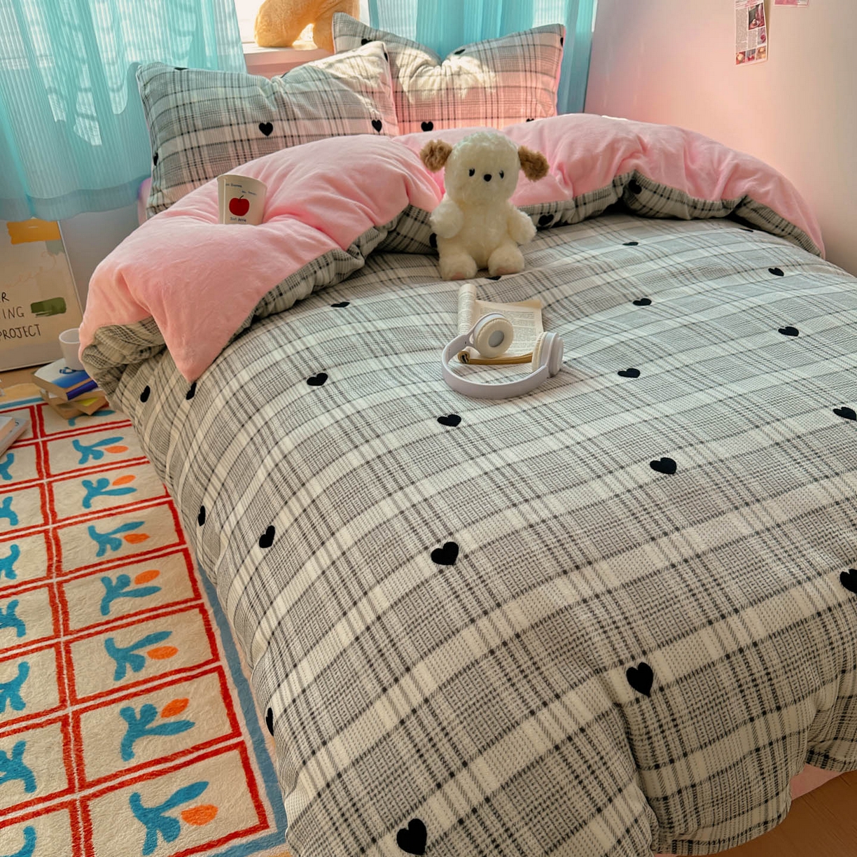 91家纺网 家纺一手货源 找家纺 小叮当家纺仓储工厂店 买家秀 爆款花型2025新款200克牛奶绒小清新卡通复古风单被套 被套单件 罗马假日