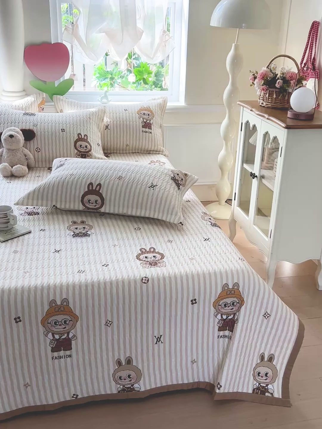 91家纺网 家纺一手货源 找家纺 梦精灵2025新款40支13372印花全棉床盖软凉席夏被纯棉床单枕套四季通用 潮牌咘咘