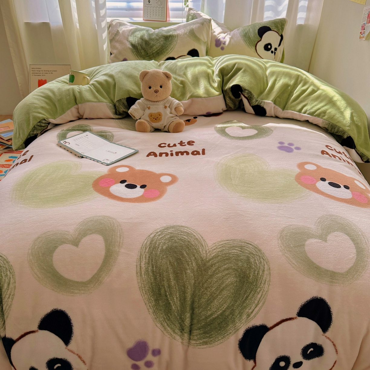 91家纺网 家纺一手货源 找家纺 小叮当家纺仓储工厂店 买家秀 爆款花型2025新款200克牛奶绒小清新卡通复古风单被套 被套单件 洛可可