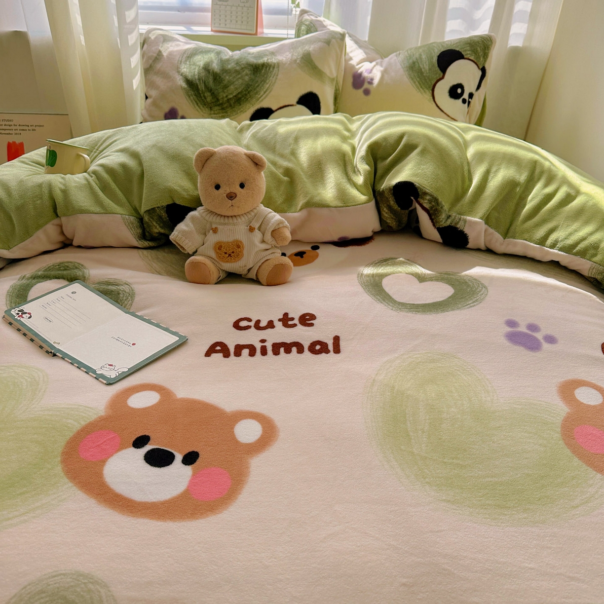 91家纺网 家纺一手货源 找家纺 小叮当家纺仓储工厂店 买家秀 爆款花型2025新款200克牛奶绒小清新卡通复古风单被套 被套单件 洛可可