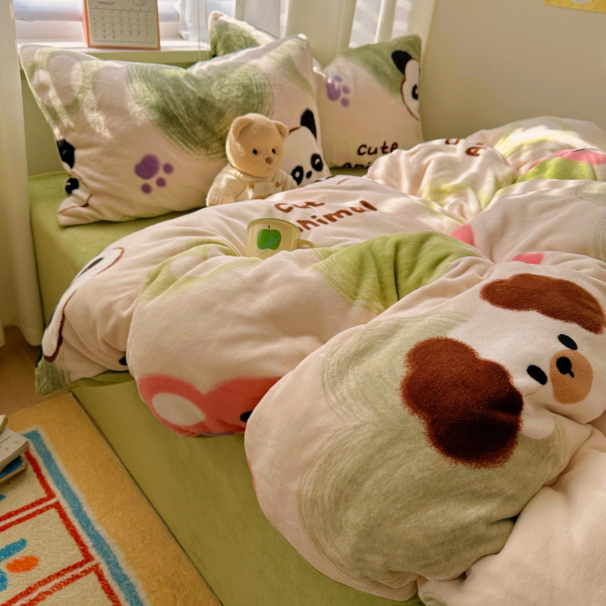 91家纺网 家纺一手货源 找家纺 小叮当家纺仓储工厂店 买家秀 爆款花型2025新款200克牛奶绒小清新卡通复古风单被套 被套单件 洛可可