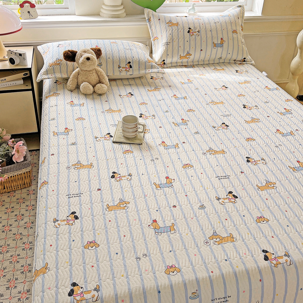 91家纺网 家纺一手货源 找家纺 梦精灵2025新款40支13372印花全棉床盖软凉席夏被纯棉床单枕套四季通用 糖纸童年