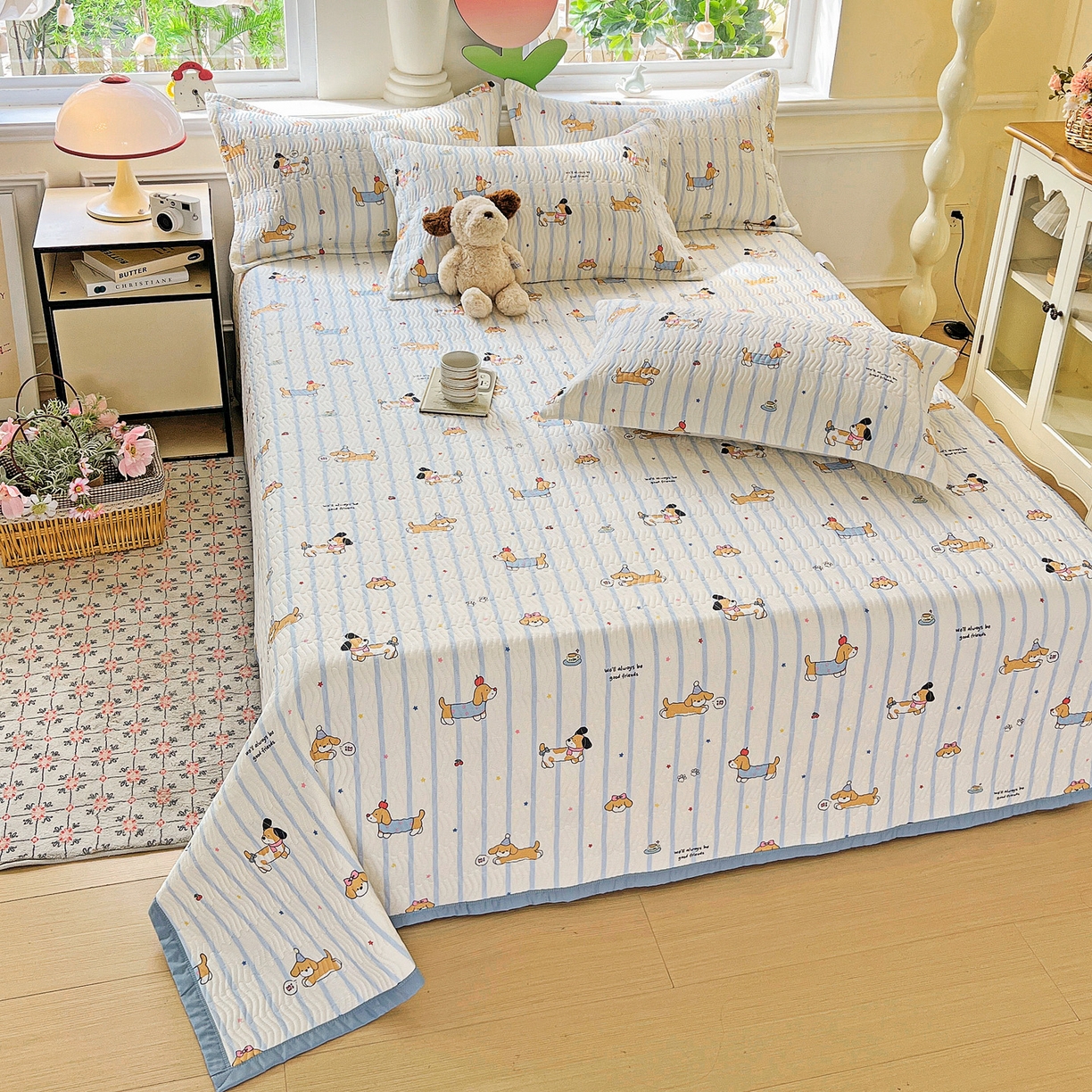 91家纺网 家纺一手货源 找家纺 梦精灵2025新款40支13372印花全棉床盖软凉席夏被纯棉床单枕套四季通用 糖纸童年