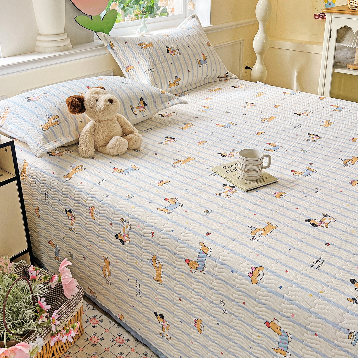 91家纺网 家纺一手货源 找家纺 梦精灵2025新款40支13372印花全棉床盖软凉席夏被纯棉床单枕套四季通用 糖纸童年