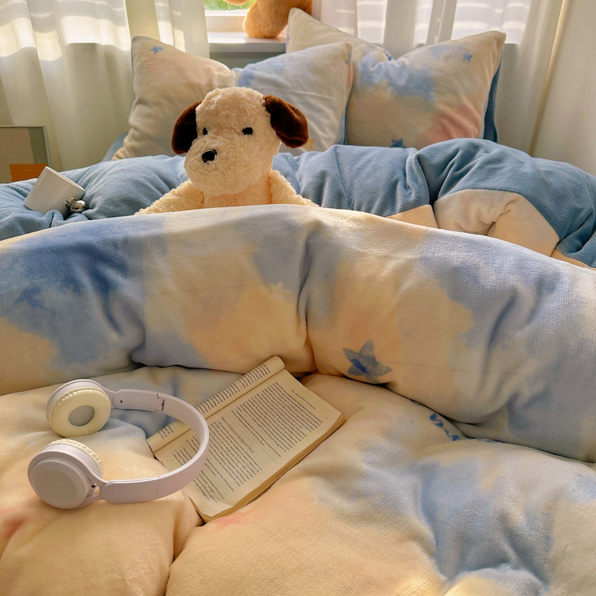 91家纺网 家纺一手货源 找家纺 小叮当家纺仓储工厂店 买家秀 爆款花型2025新款200克牛奶绒小清新卡通复古风单被套 被套单件 南星