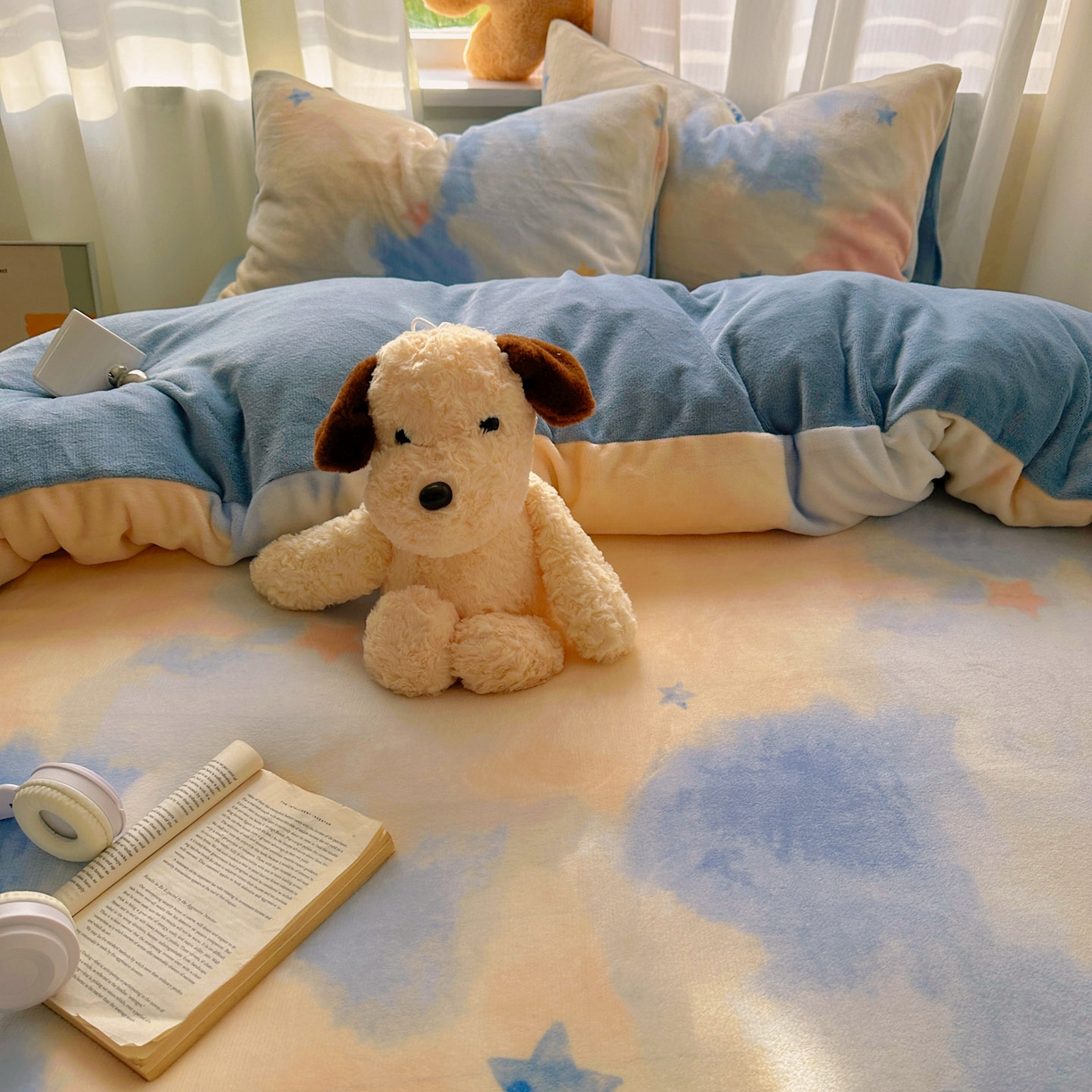 91家纺网 家纺一手货源 找家纺 小叮当家纺仓储工厂店 买家秀 爆款花型2025新款200克牛奶绒小清新卡通复古风单被套 被套单件 南星