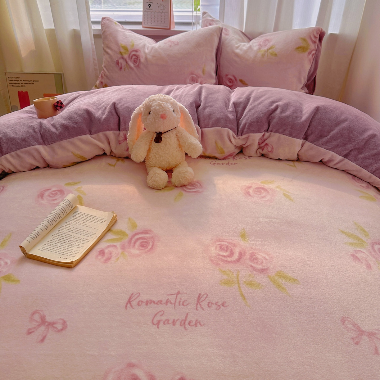 91家纺网 家纺一手货源 找家纺 小叮当家纺仓储工厂店 买家秀 爆款花型2025新款200克牛奶绒小清新卡通复古风单被套 被套单件 千寻花语