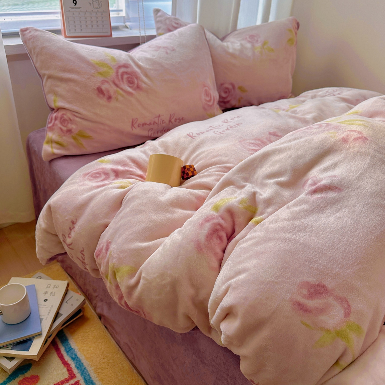 91家纺网 家纺一手货源 找家纺 小叮当家纺仓储工厂店 买家秀 爆款花型2025新款200克牛奶绒小清新卡通复古风单被套 被套单件 千寻花语