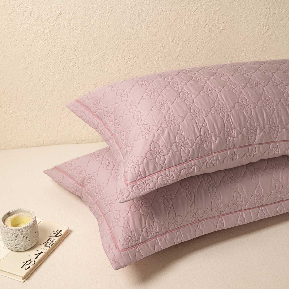 91家纺网 家纺一手货源 找家纺 百寐 2025新款全棉纯色加厚夹棉50*80枕套40*60/48*74纯棉枕芯保护套 花容-芋香紫