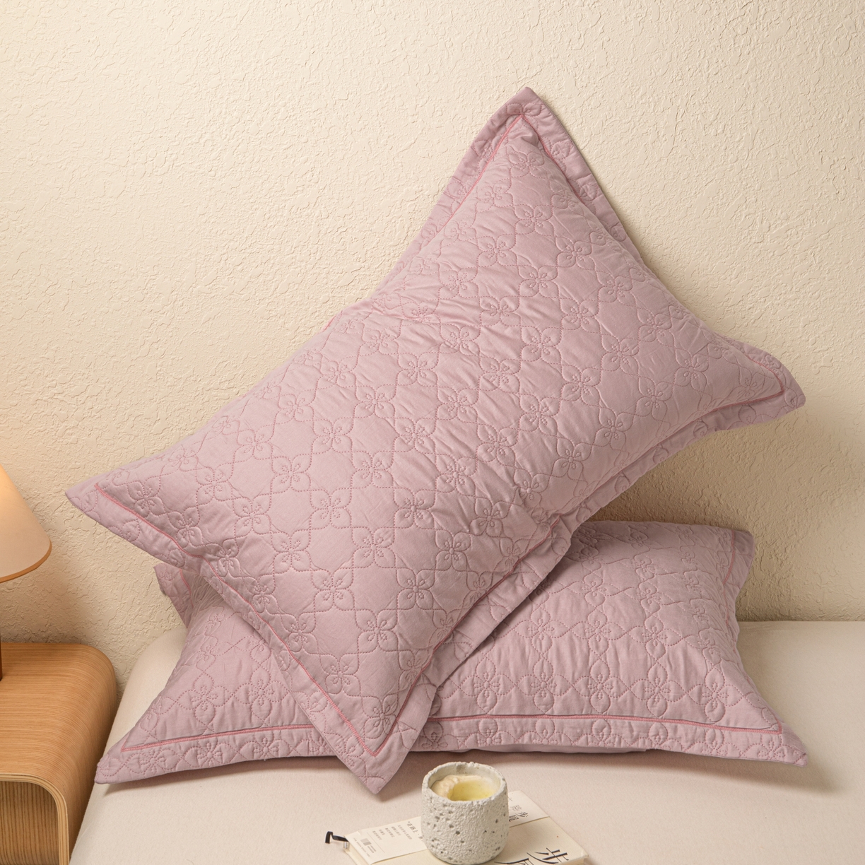 91家纺网 家纺一手货源 找家纺 百寐 2025新款全棉纯色加厚夹棉50*80枕套40*60/48*74纯棉枕芯保护套 花容-芋香紫