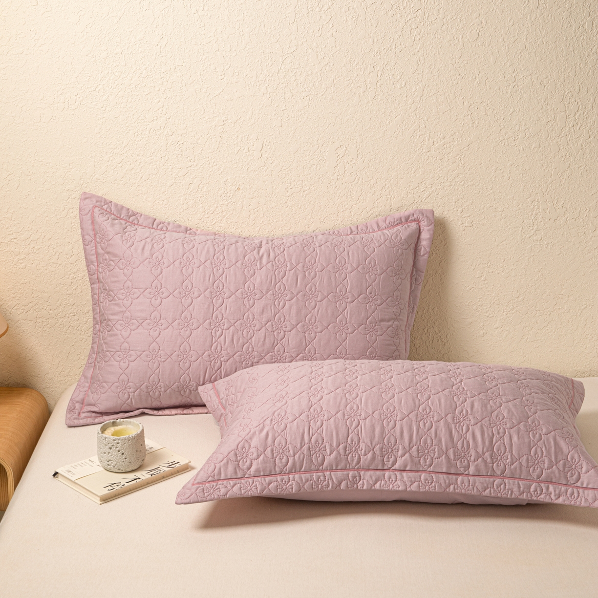 91家纺网 家纺一手货源 找家纺 百寐 2025新款全棉纯色加厚夹棉50*80枕套40*60/48*74纯棉枕芯保护套 花容-芋香紫