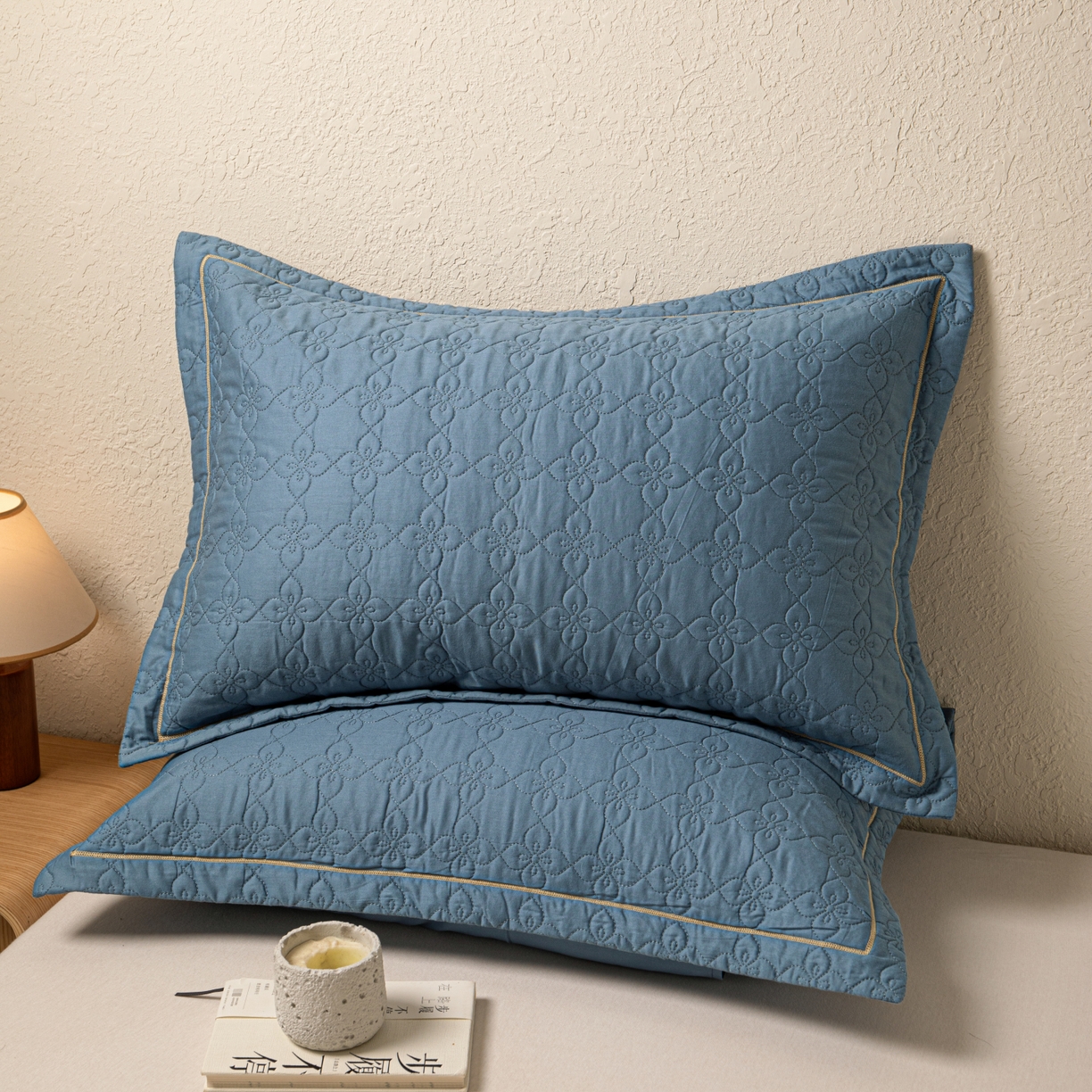 91家纺网 家纺一手货源 找家纺 百寐 2025新款全棉纯色加厚夹棉50*80枕套40*60/48*74纯棉枕芯保护套 花容-星空蓝