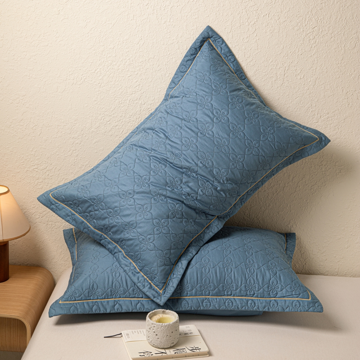 91家纺网 家纺一手货源 找家纺 百寐 2025新款全棉纯色加厚夹棉50*80枕套40*60/48*74纯棉枕芯保护套 花容-星空蓝