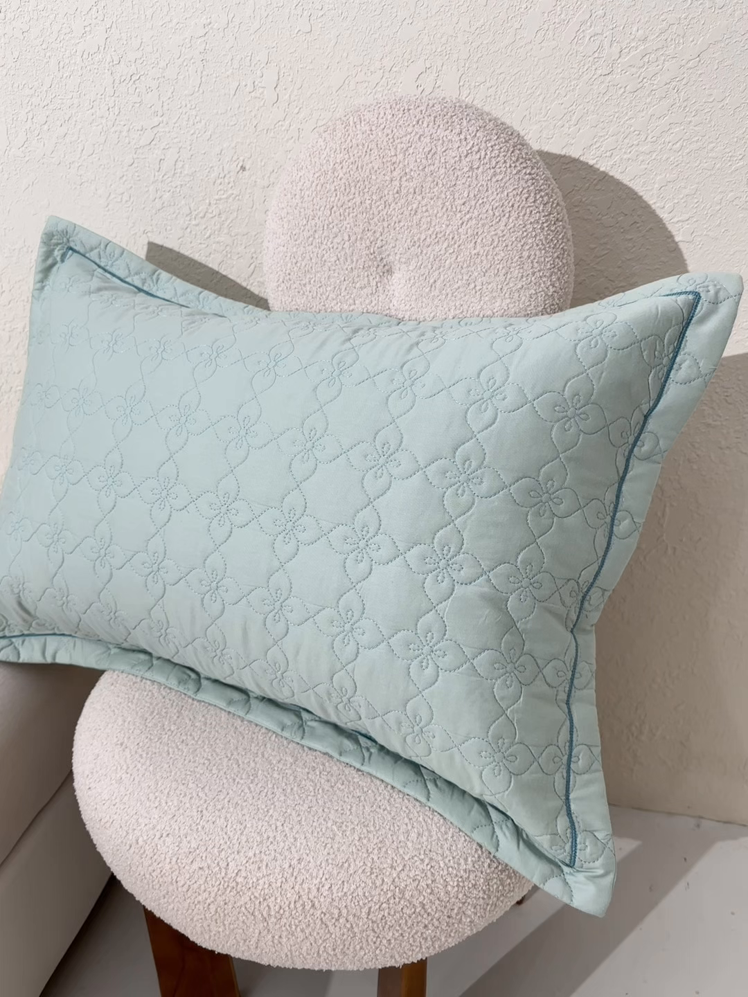 91家纺网 家纺一手货源 找家纺 百寐 2025新款全棉纯色加厚夹棉50*80枕套40*60/48*74纯棉枕芯保护套 花容-清风绿