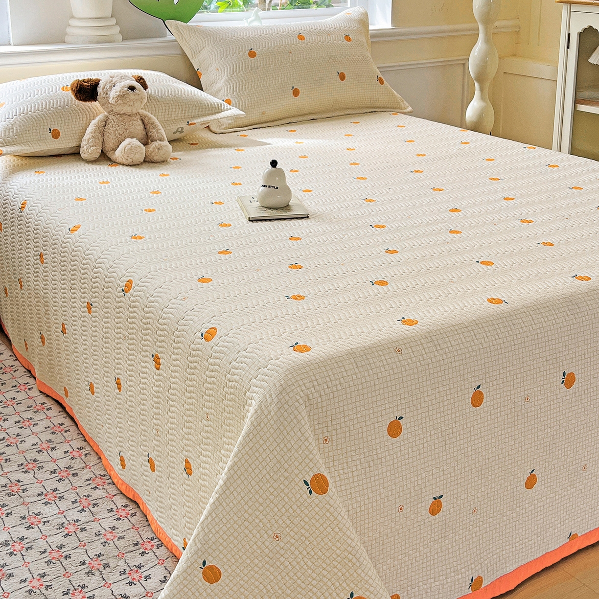 91家纺网 家纺一手货源 找家纺 梦精灵2025新款40支13372印花全棉床盖软凉席夏被纯棉床单枕套四季通用 甜桔