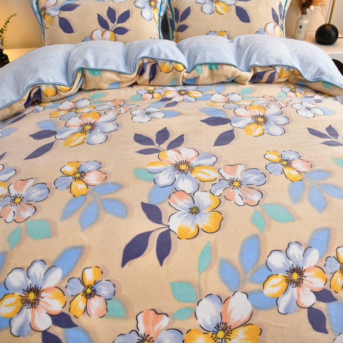 91家纺网 家纺一手货源 找家纺 芯诗曼 2025直播高克重牛奶绒四件套法莱绒金貂貂狐保暖单被套 豆蔻年华