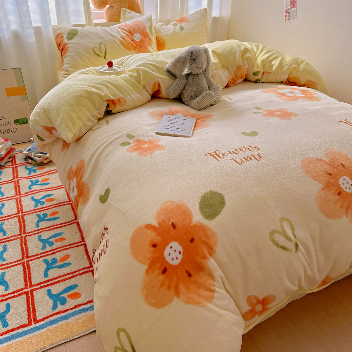 （总）小叮当家纺仓储工厂店 买家秀 爆款花型2025新款200克牛奶绒小清新卡通复古风四件套