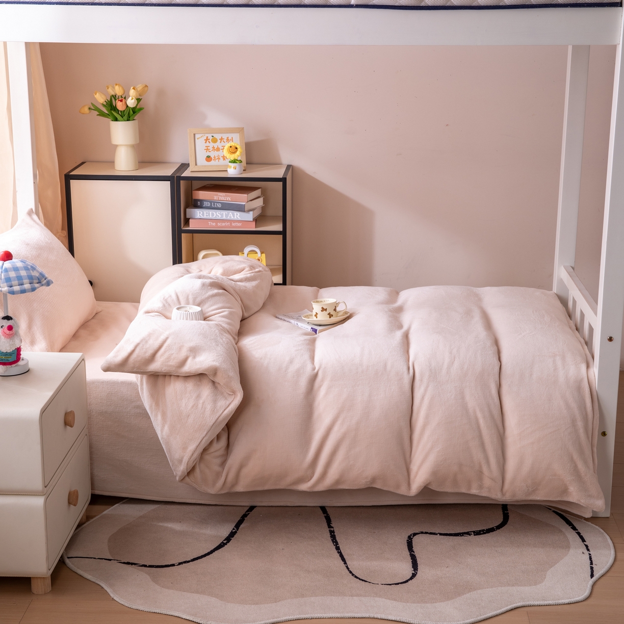 91家纺网 家纺一手货源 找家纺 凌云 2025新款A类230克加厚牛奶绒学生宿舍三件套床笠款床单款 奶咖-绒