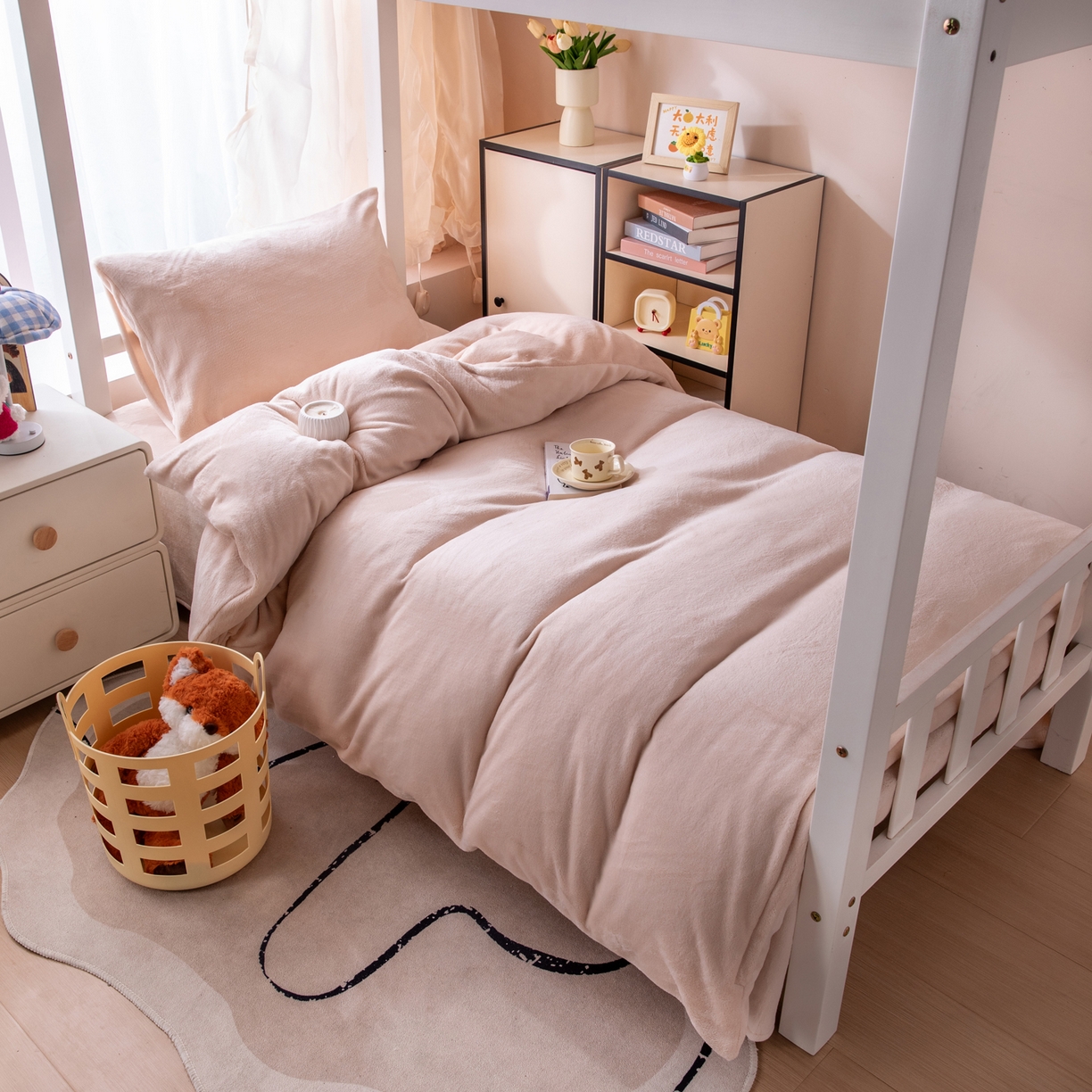 凌云 2025新款A类230克加厚牛奶绒学生宿舍三件套床笠款床单款 奶咖-绒