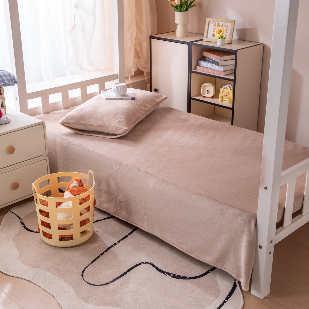 91家纺网 家纺一手货源 找家纺 凌云 2025新款A类230克加厚牛奶绒学生宿舍三件套床笠款床单款 浅驼-绒