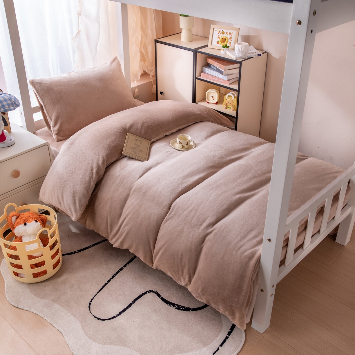 凌云 2025新款A类230克加厚牛奶绒学生宿舍三件套床笠款床单款 浅驼-绒