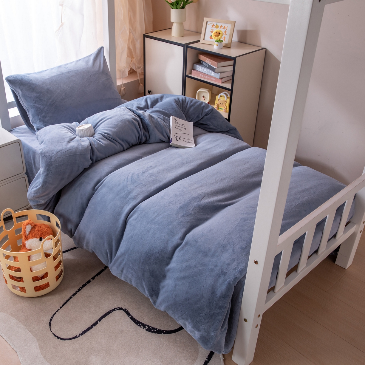 凌云 2025新款A类230克加厚牛奶绒学生宿舍三件套床笠款床单款 星海蓝-绒