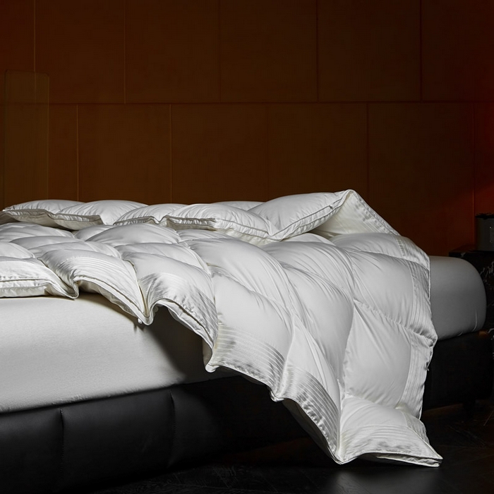 91家纺网 家纺一手货源 找家纺 （总）暖羽屋羽绒馆 2025新款罗玛莱赛尔 鹅绒丝被芯 白鹅绒被子 羽毛被 冬被双人加厚春秋被2米