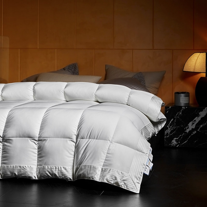 91家纺网 家纺一手货源 找家纺 （总）暖羽屋羽绒馆 2025新款罗玛莱赛尔 鹅绒丝被芯 白鹅绒被子 羽毛被 冬被双人加厚春秋被2米