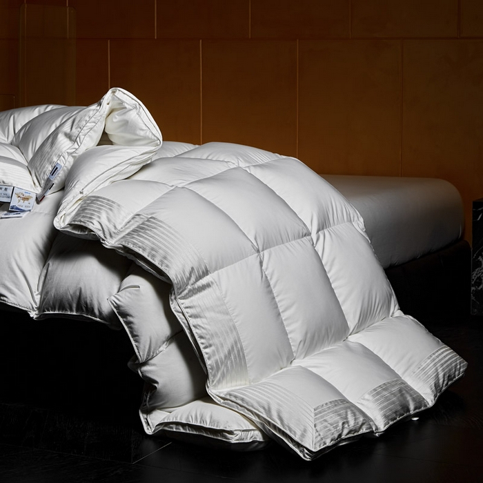 91家纺网 家纺一手货源 找家纺 （总）暖羽屋羽绒馆 2025新款罗玛莱赛尔 鹅绒丝被芯 白鹅绒被子 羽毛被 冬被双人加厚春秋被2米