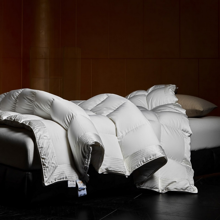 91家纺网 家纺一手货源 找家纺 （总）暖羽屋羽绒馆 2025新款罗玛莱赛尔 鹅绒丝被芯 白鹅绒被子 羽毛被 冬被双人加厚春秋被2米