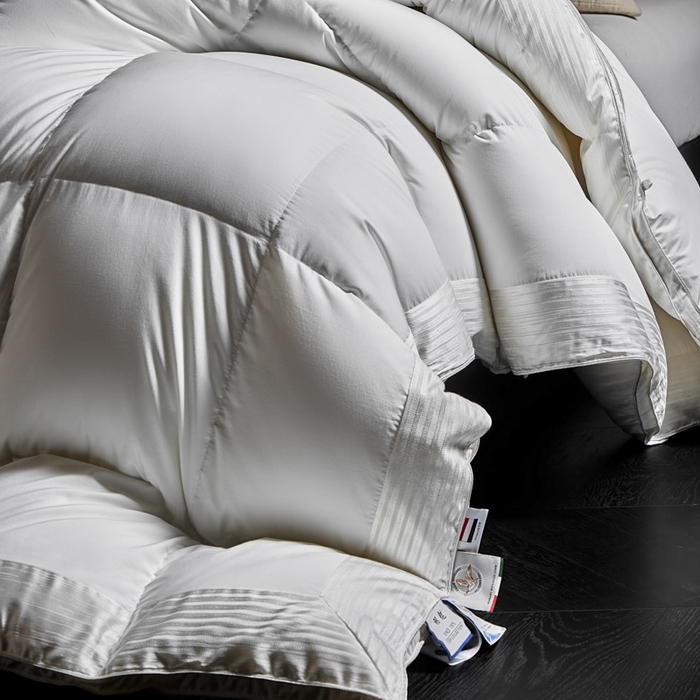 91家纺网 家纺一手货源 找家纺 暖羽屋羽绒馆 2025新款罗玛莱赛尔 鹅绒丝被芯 白鹅绒被子 羽毛被 冬被双人加厚春秋被2米 罗玛  白