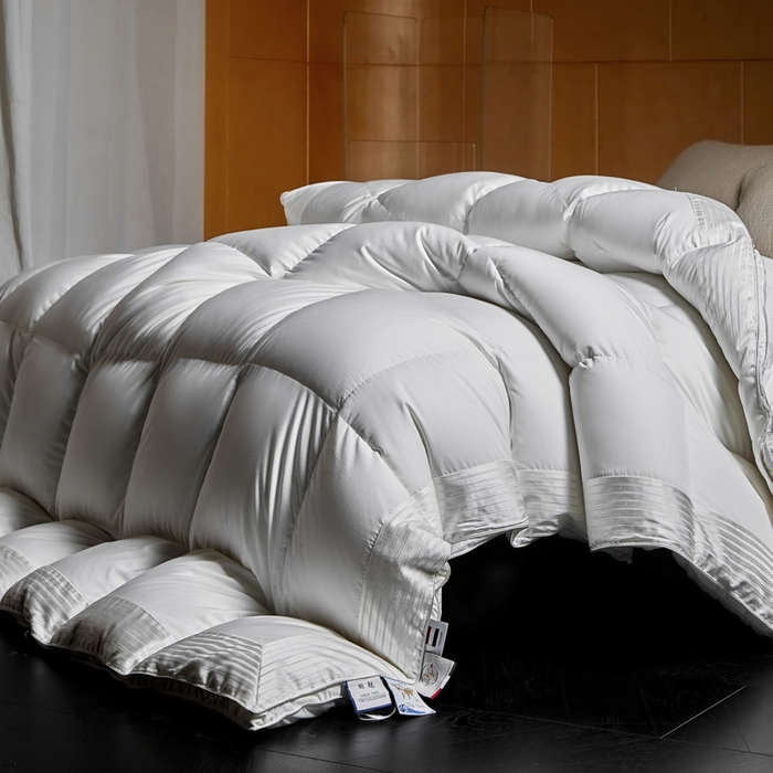 91家纺网 家纺一手货源 找家纺 暖羽屋羽绒馆 2025新款罗玛莱赛尔 鹅绒丝被芯 白鹅绒被子 羽毛被 冬被双人加厚春秋被2米 罗玛  白