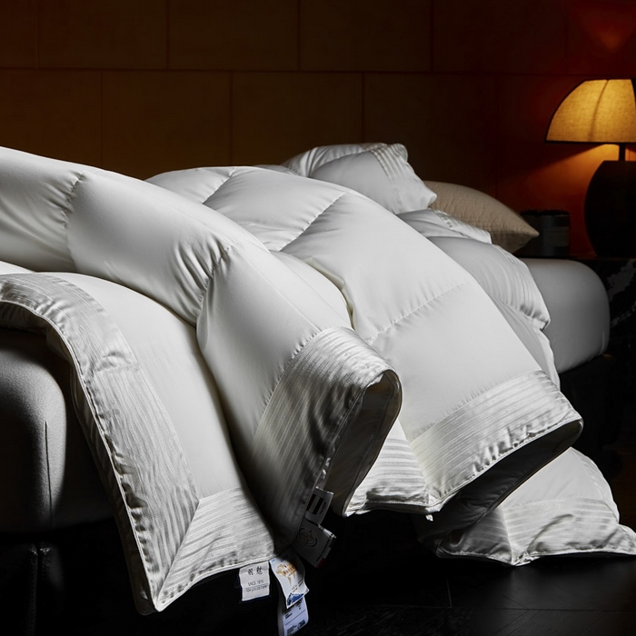 91家纺网 家纺一手货源 找家纺 暖羽屋羽绒馆 2025新款罗玛莱赛尔 鹅绒丝被芯 白鹅绒被子 羽毛被 冬被双人加厚春秋被2米 罗玛  白