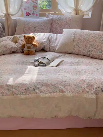 91家纺网 家纺一手货源 找家纺 （总）桃心家居 2025新款云感水洗棉蕾丝花边四件套