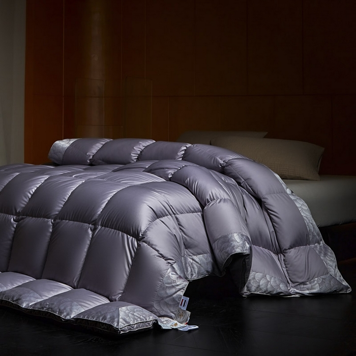 91家纺网 家纺一手货源 找家纺 暖羽屋羽绒馆 2025新款罗玛莱赛尔 鹅绒丝被芯 白鹅绒被子 羽毛被 冬被双人加厚春秋被2米 罗玛 紫