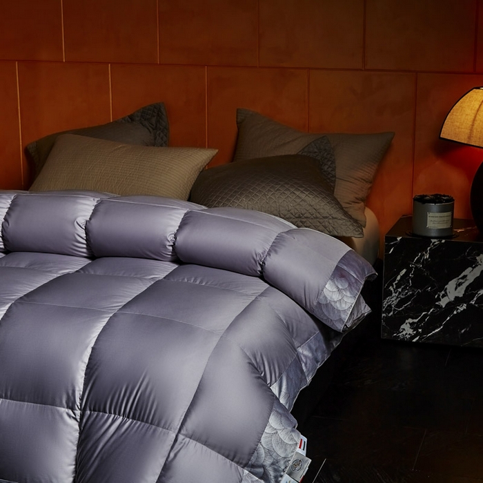 91家纺网 家纺一手货源 找家纺 暖羽屋羽绒馆 2025新款罗玛莱赛尔 鹅绒丝被芯 白鹅绒被子 羽毛被 冬被双人加厚春秋被2米 罗玛 紫