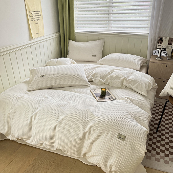 91家纺网 家纺一手货源 找家纺 （总）琪格格纺织 2025新款纯棉华夫格极简宅寂风四件套