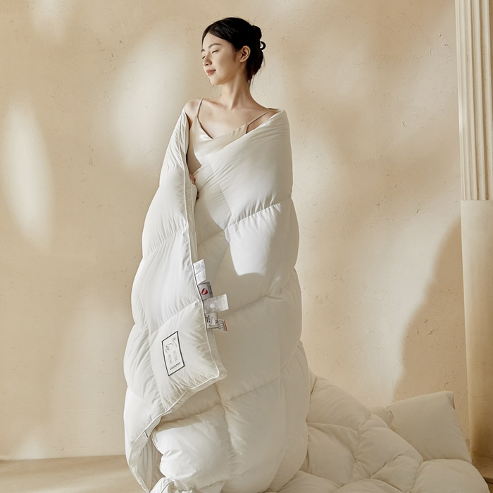 暖羽屋羽绒馆 2025新款人体工学被鹅绒丝被芯 羽绒被子春秋被  羽毛被 双人冬被 白