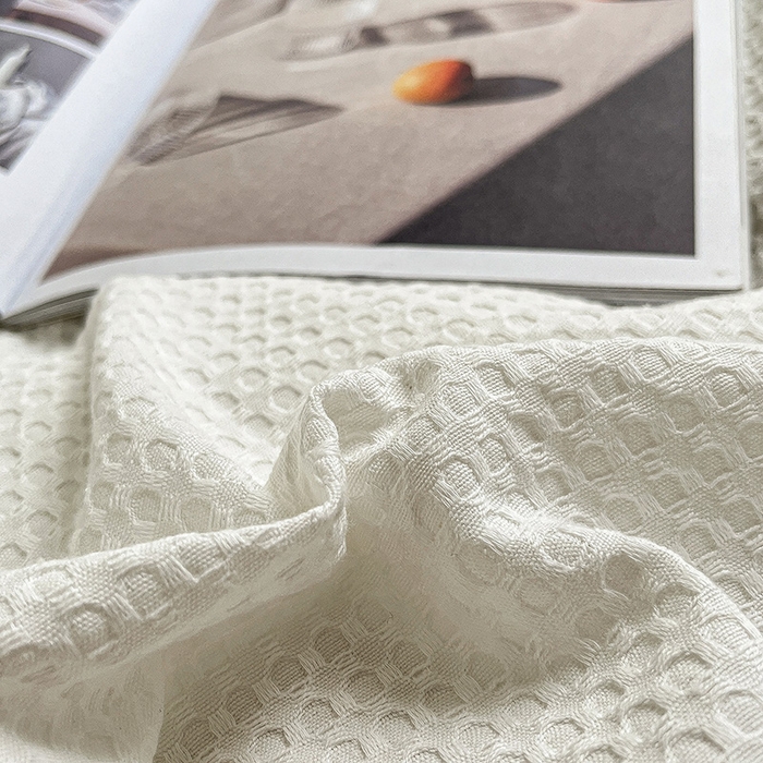 91家纺网 家纺一手货源 找家纺 琪格格纺织 2025新款纯棉华夫格极简宅寂风四件套 华夫格-本白