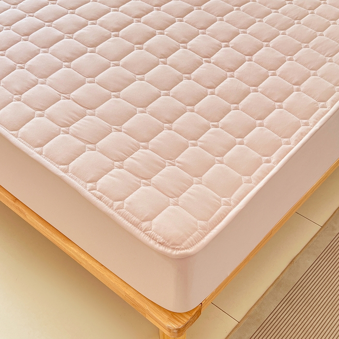 91家纺网 家纺一手货源 找家纺 亨通家纺 2025新款A类格子磨毛防水夹棉床笠 格子夹棉-玉色