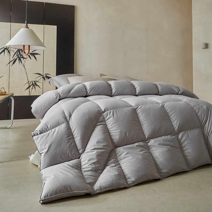 91家纺网 家纺一手货源 找家纺 暖羽屋羽绒馆 2025新款人体工学被鹅绒丝被芯 羽绒被子春秋被  羽毛被 双人冬被 灰